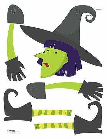 witch Free Kids Printable Wacky Witch Template crafts